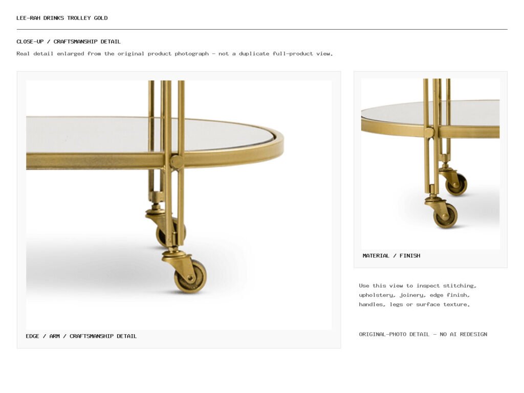 Lee-rah Drinks Trolley Gold Closeup