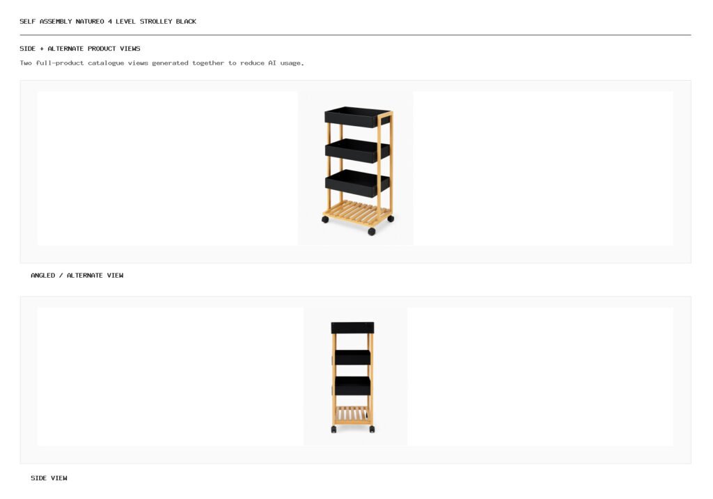 Self Assembly Natureo 4 Level Strolley Black angled alternate and side product views