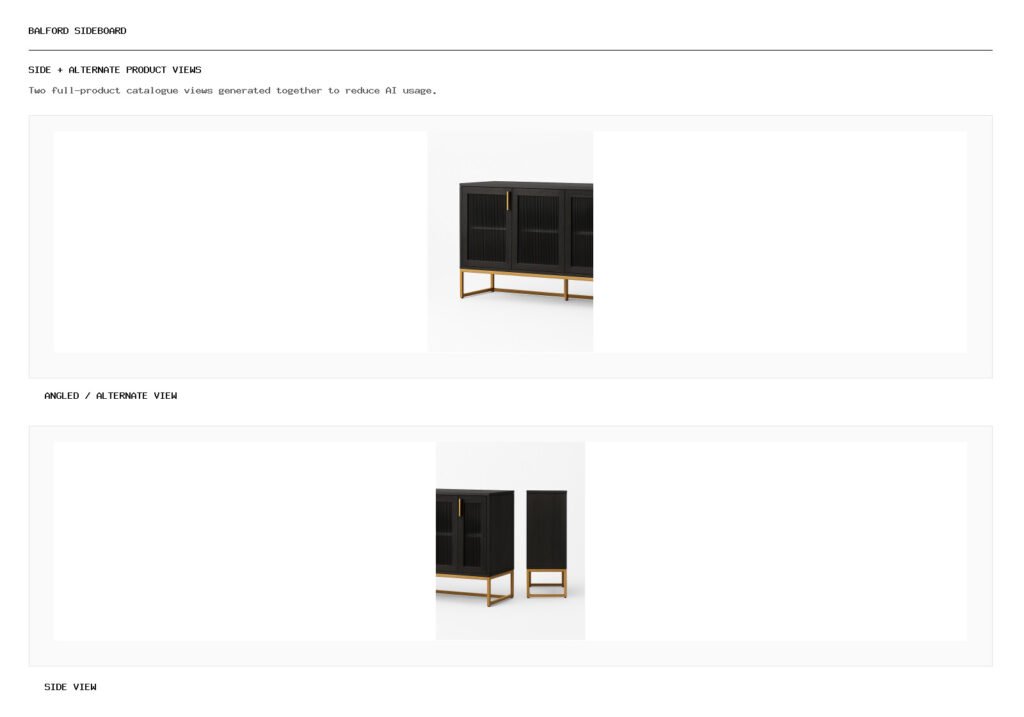 Balford Sideboard angled alternate and side product views