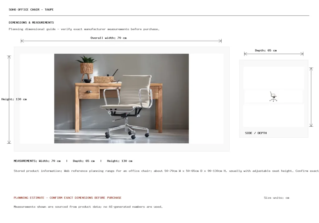 Soho Office Chair - Taupe Dimension