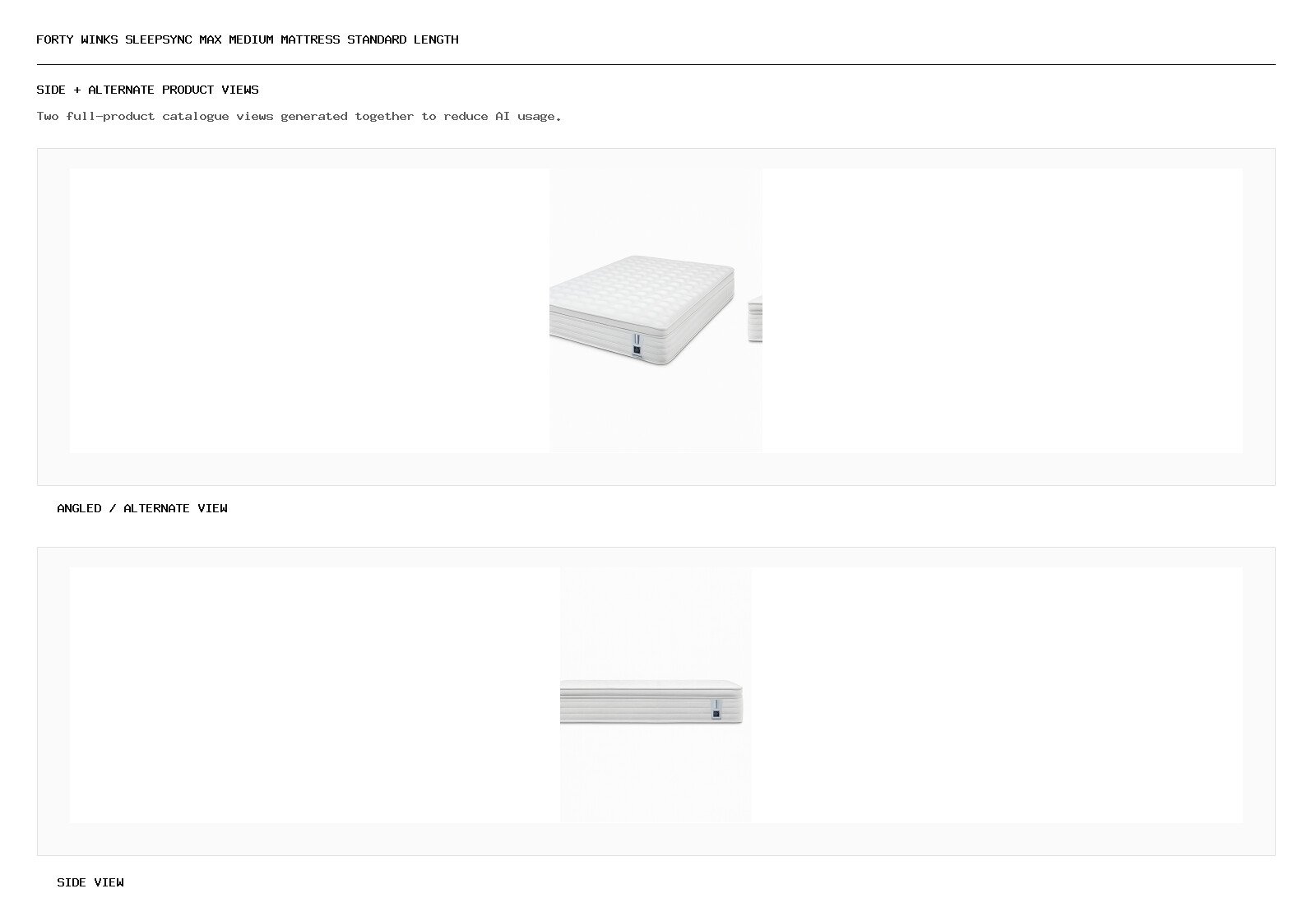 Forty Winks SleepSync Max Medium Mattress Standard Length angled alternate and side product views