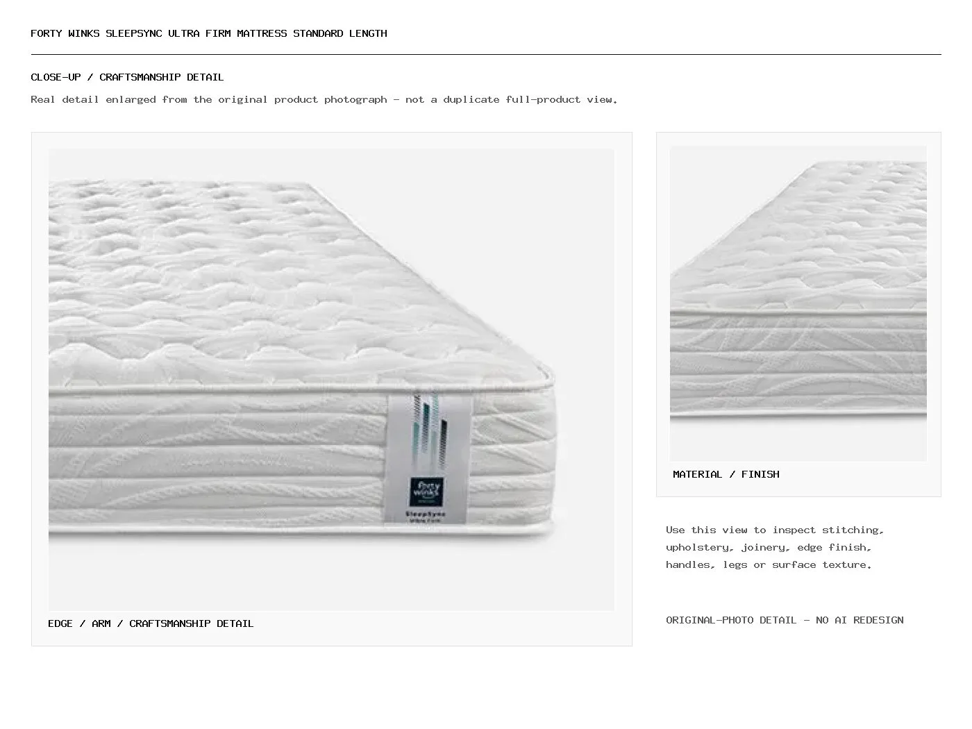 Forty Winks SleepSync Ultra Firm Mattress Standard Length Closeup