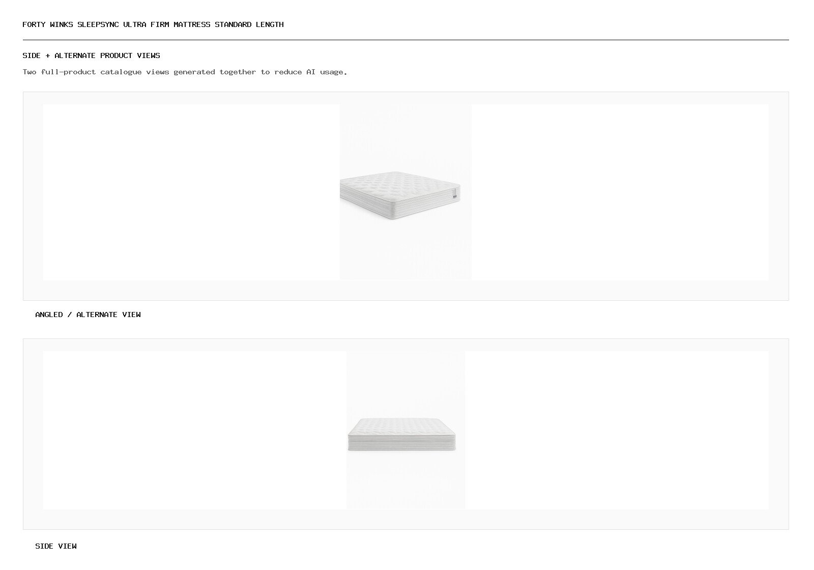 Forty Winks SleepSync Ultra Firm Mattress Standard Length angled alternate and side product views