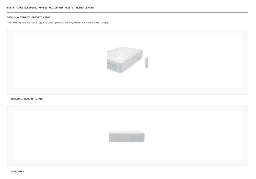 Forty Winks SleepSync Xpress Medium Mattress Standard Length angled alternate and side product views