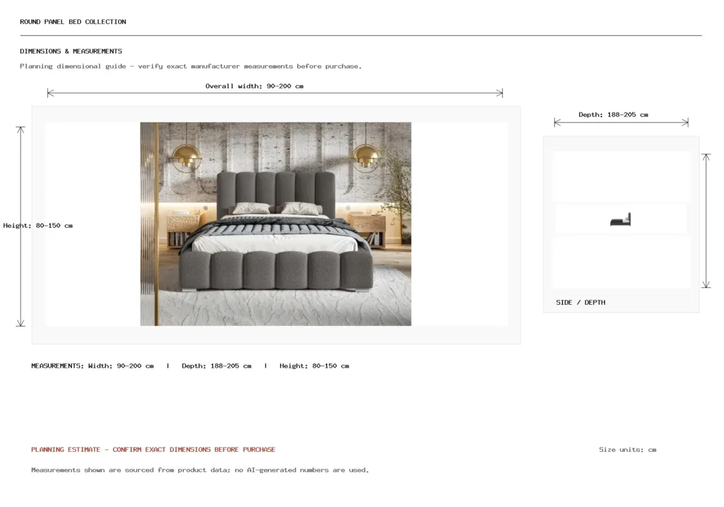 Round Panel Bed Collection Dimension