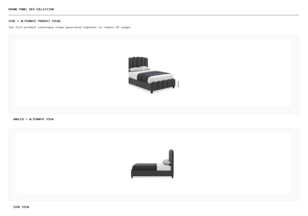 Round Panel Bed Collection angled alternate and side product views