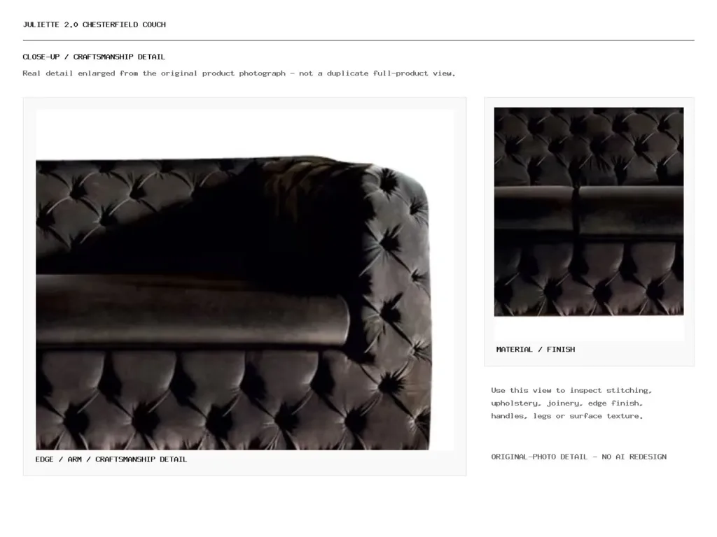 Juliette 2.0 Chesterfield Couch Closeup