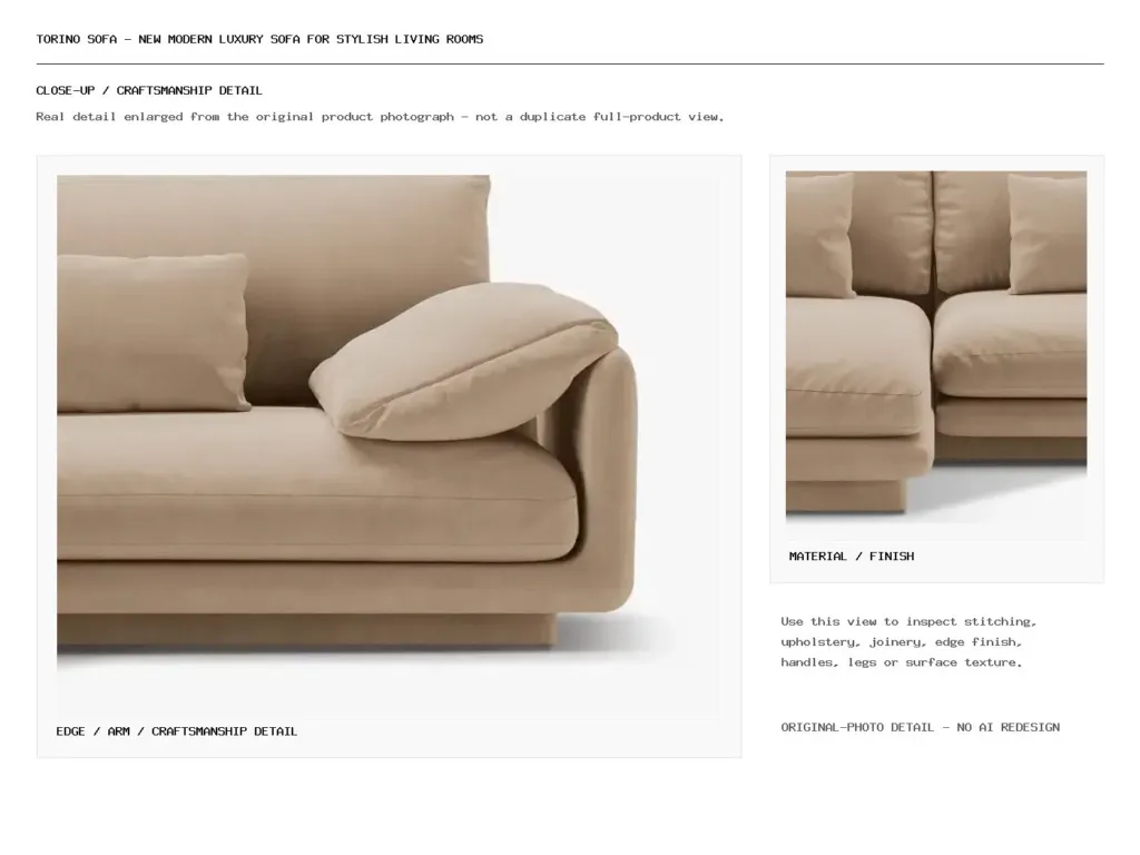Torino Sofa – New Modern Luxury Sofa for Stylish Living Rooms Closeup
