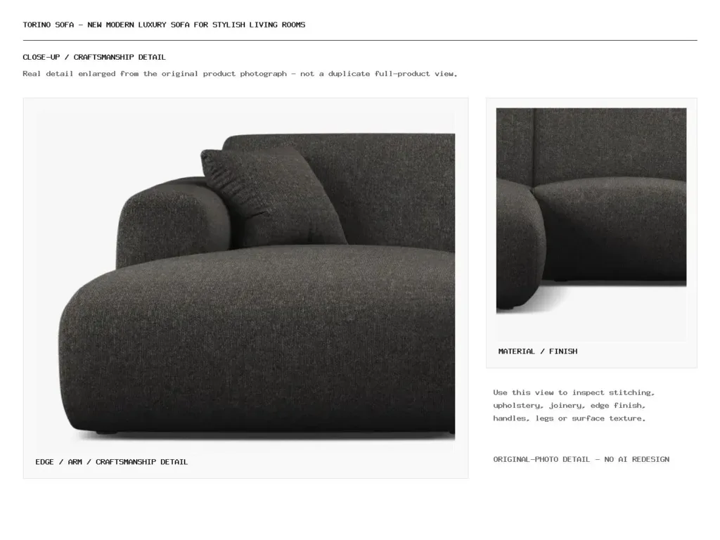 Torino Sofa – New Modern Luxury Sofa for Stylish Living Rooms Closeup