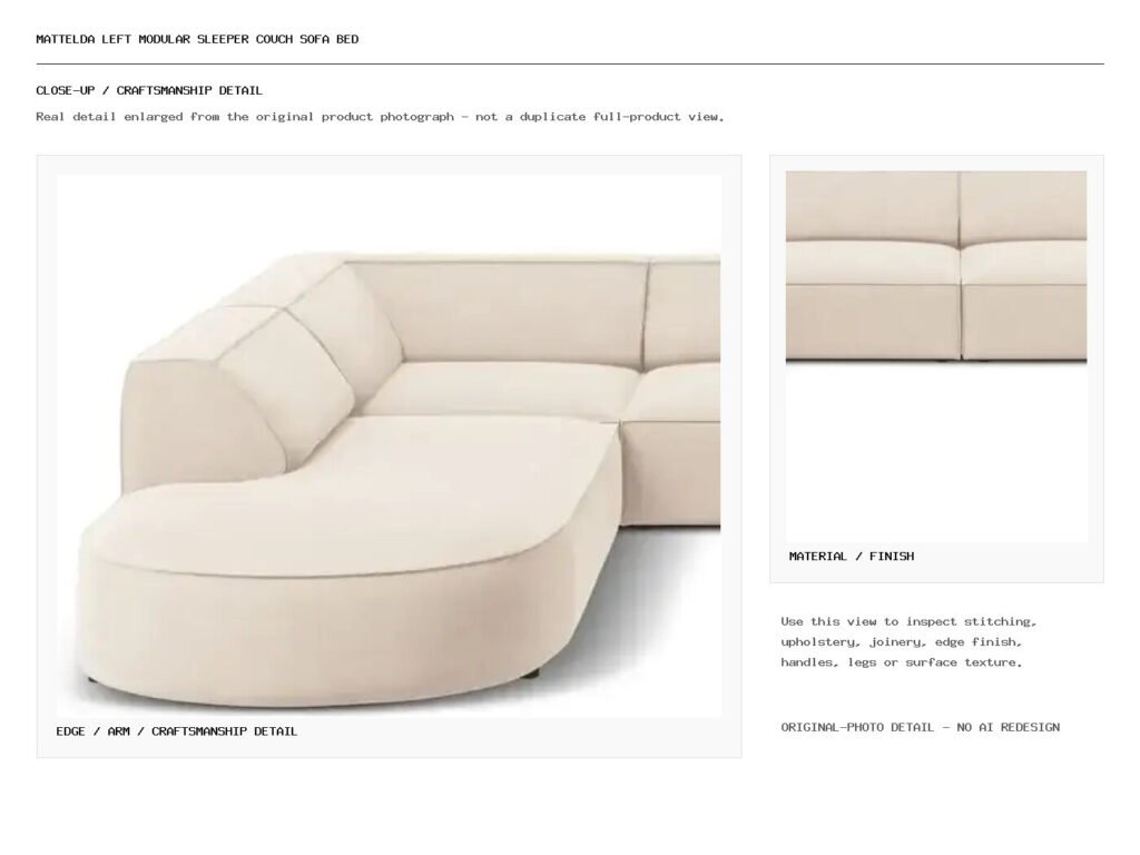 Mattelda Left Modular Sleeper Couch Sofa Bed Closeup