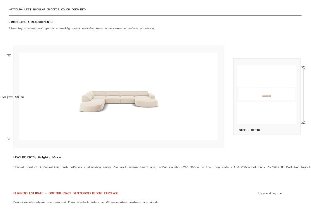 Mattelda Left Modular Sleeper Couch Sofa Bed Dimension