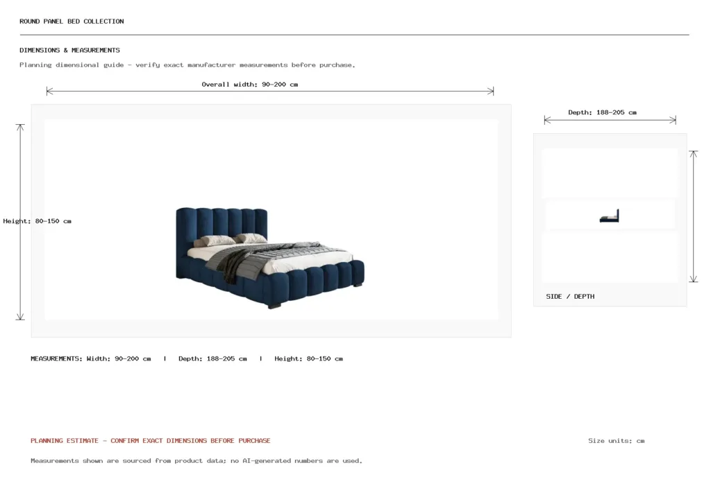 Round Panel Bed Collection Dimension