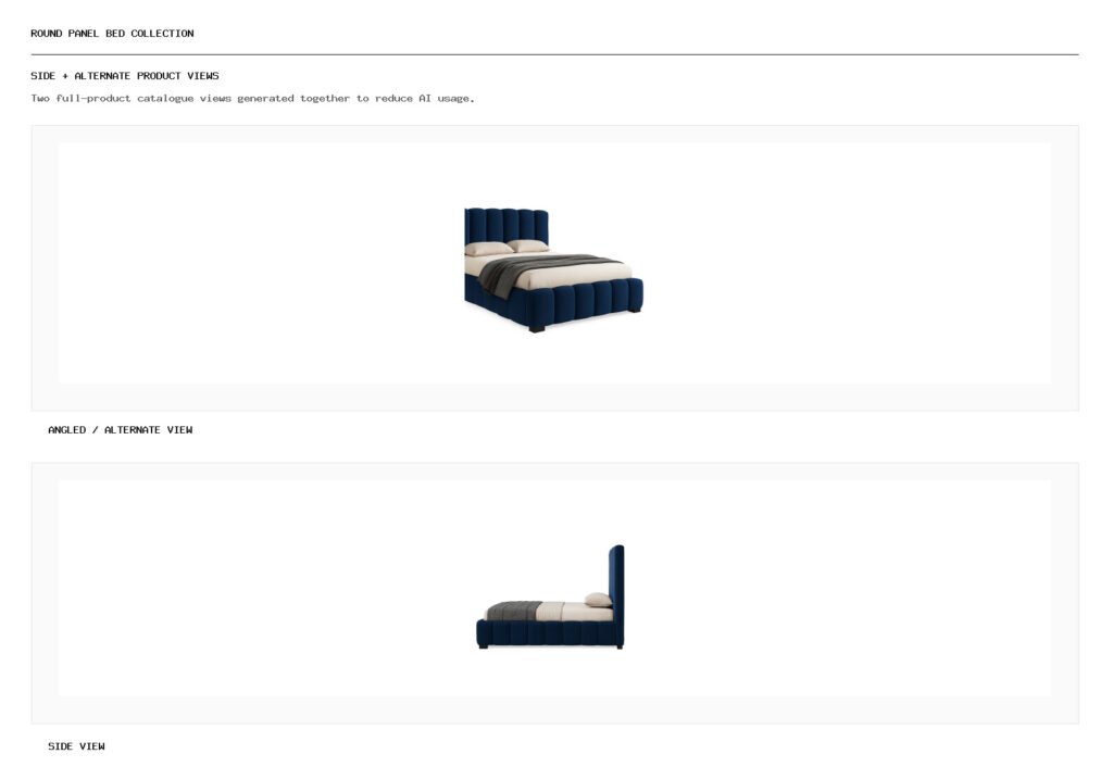 Round Panel Bed Collection angled alternate and side product views