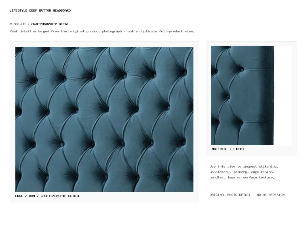 Lifestyle Deep Button Headboard Closeup