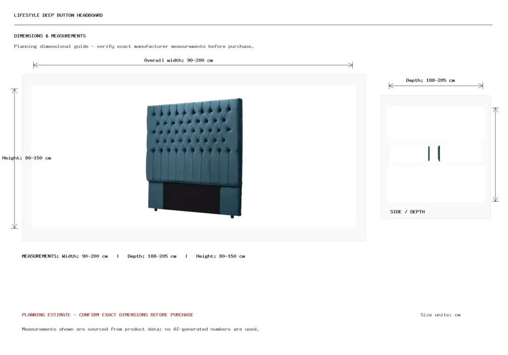 Lifestyle Deep Button Headboard Dimension