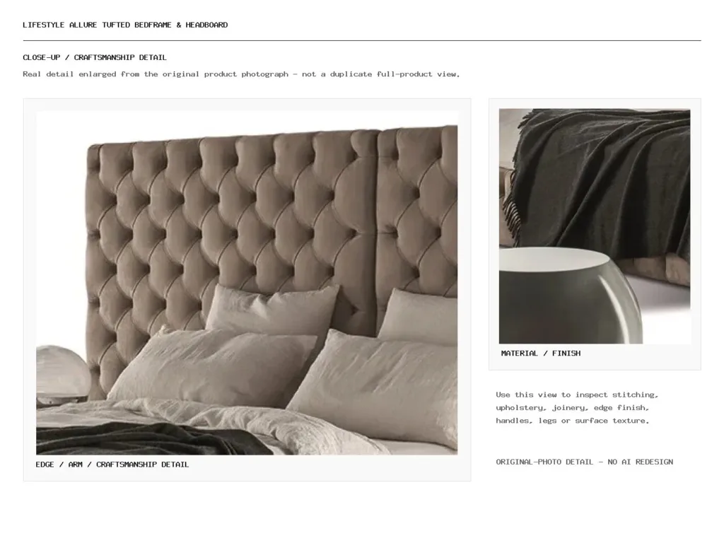 Lifestyle Allure Tufted Bedframe & Headboard Closeup