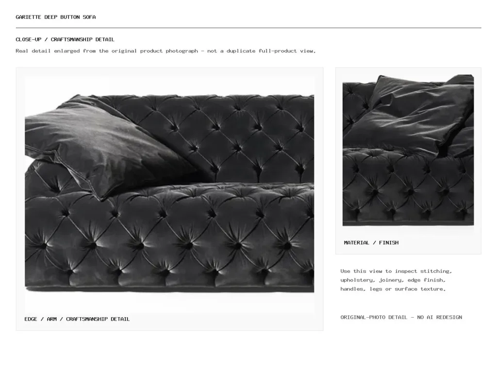 Gariette Deep Button Sofa Closeup