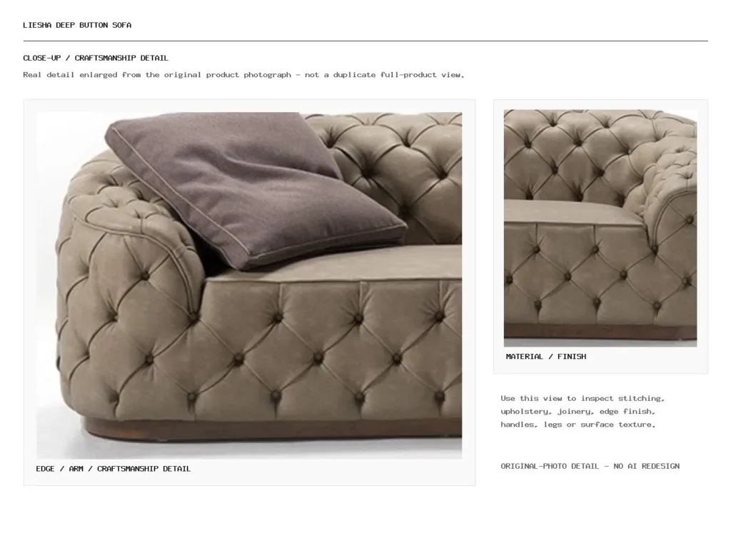 Liesha Deep Button Sofa Closeup