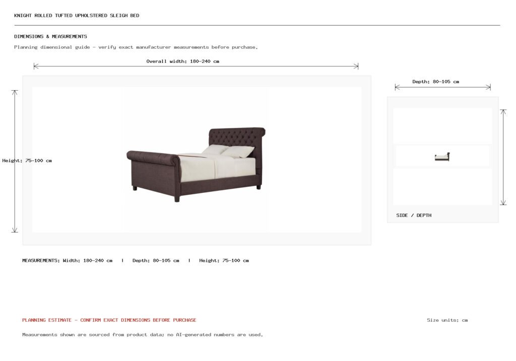 Knight Rolled Tufted Upholstered Sleigh Bed Dimension