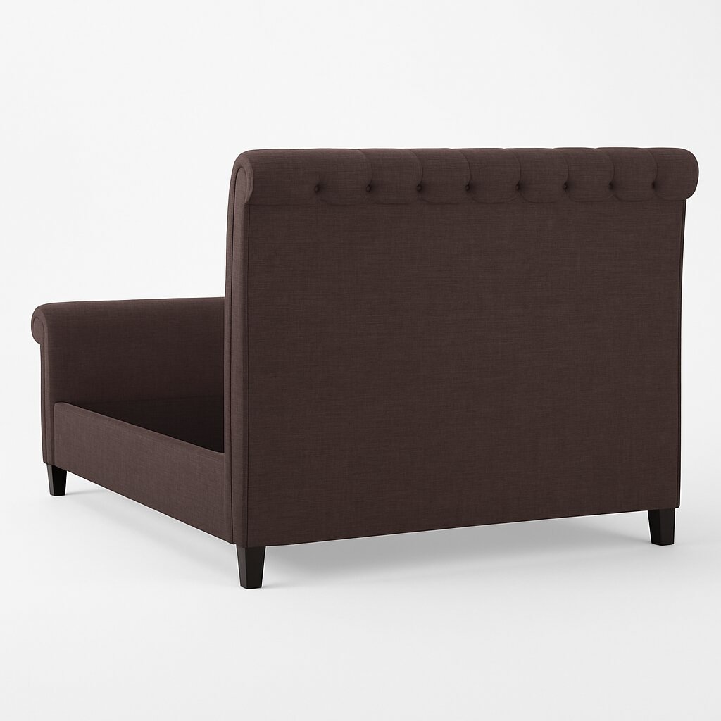 Knight Rolled Tufted Upholstered Sleigh Bed Rear