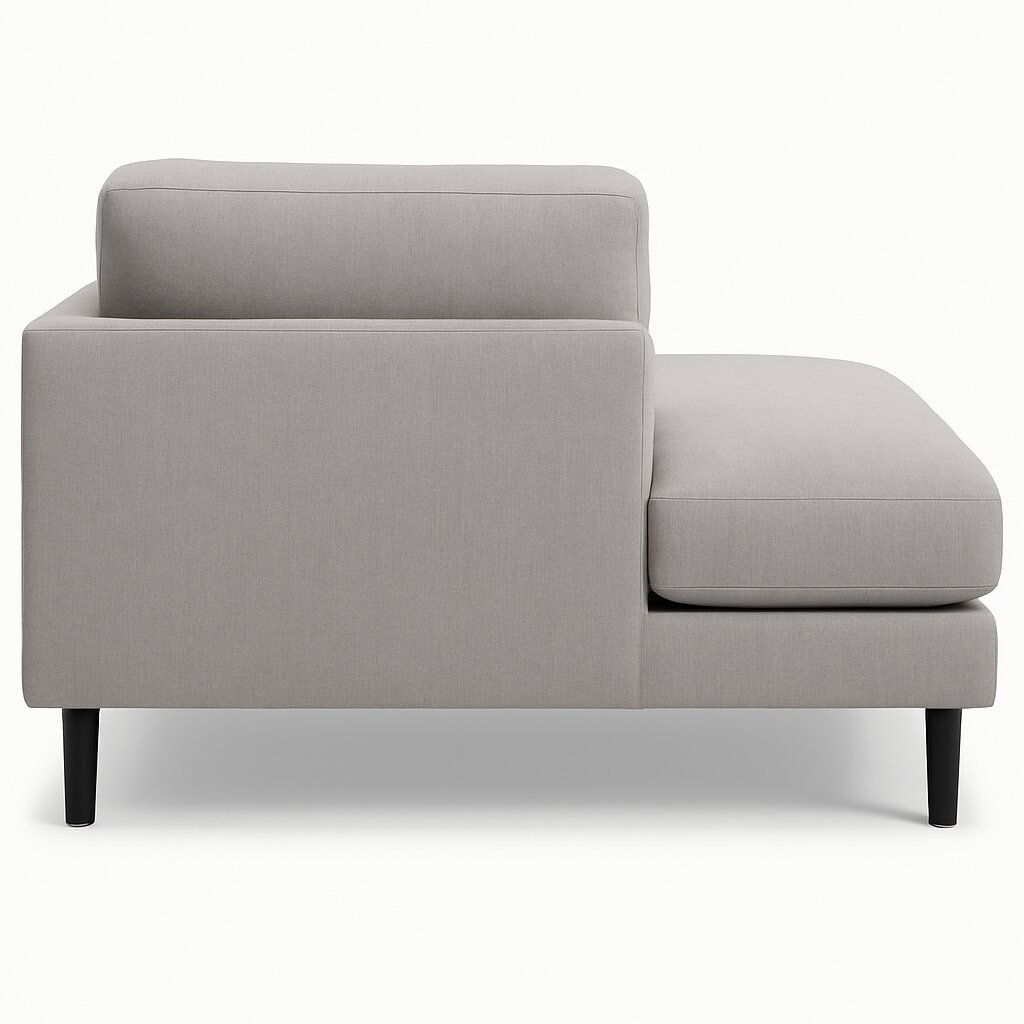Light Grey Fabric Chaise Couch Rear