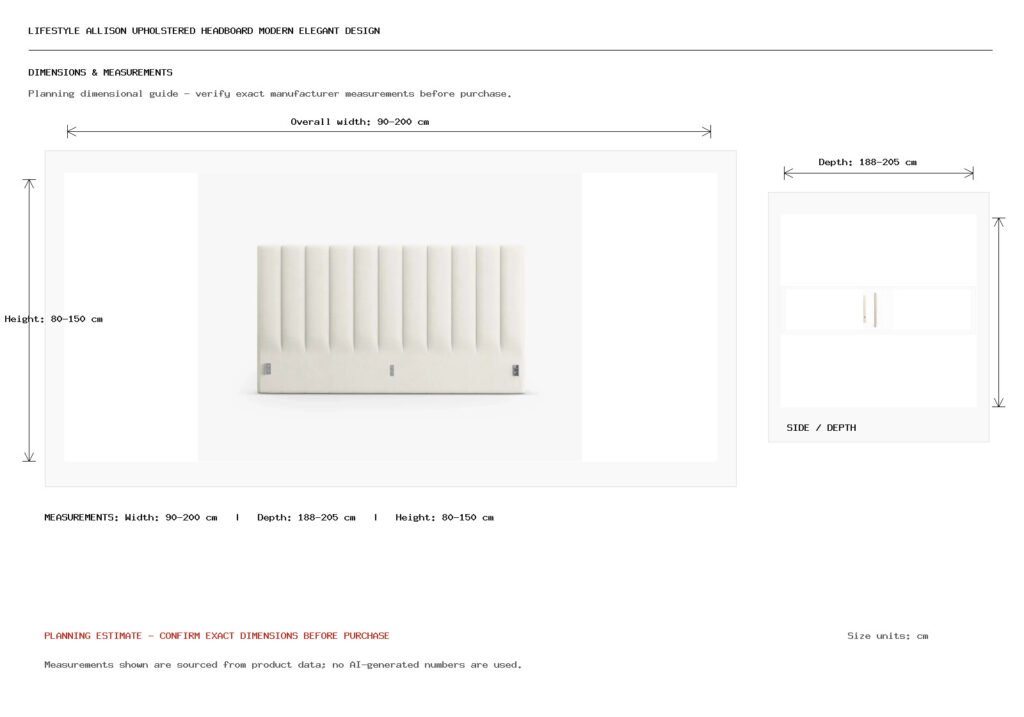 Lifestyle Allison Upholstered Headboard Modern Elegant Design Dimension