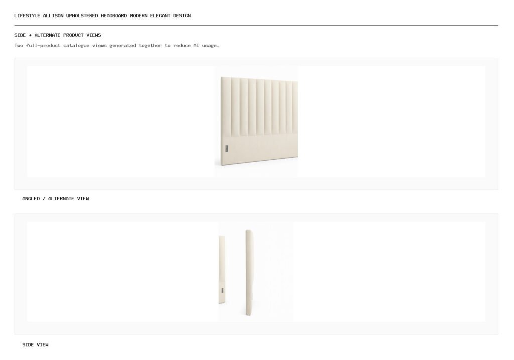 Lifestyle Allison Upholstered Headboard Modern Elegant Design angled alternate and side product views