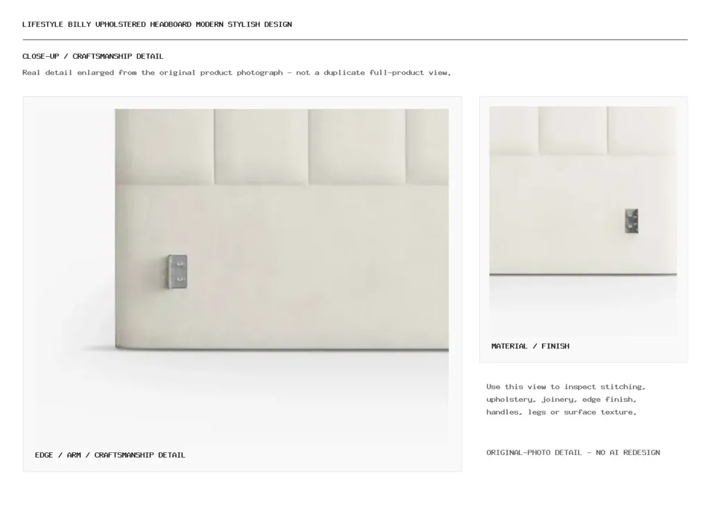 Lifestyle Billy Upholstered Headboard Modern Stylish Design Closeup