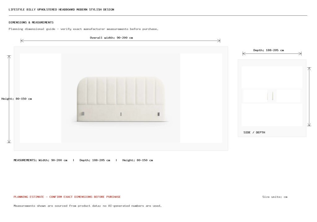 Lifestyle Billy Upholstered Headboard Modern Stylish Design Dimension