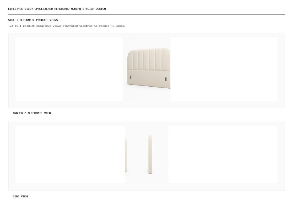 Lifestyle Billy Upholstered Headboard Modern Stylish Design angled alternate and side product views