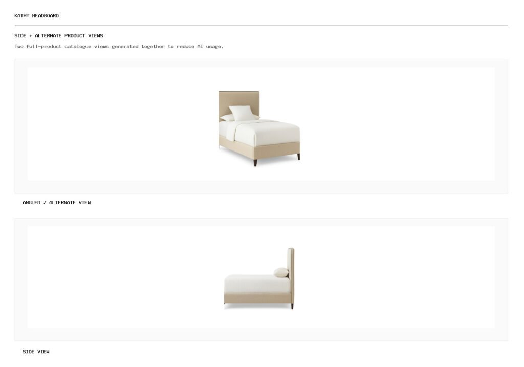 Kathy headboard angled alternate and side product views