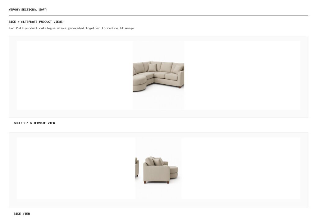 Verona Sectional Sofa angled alternate and side product views