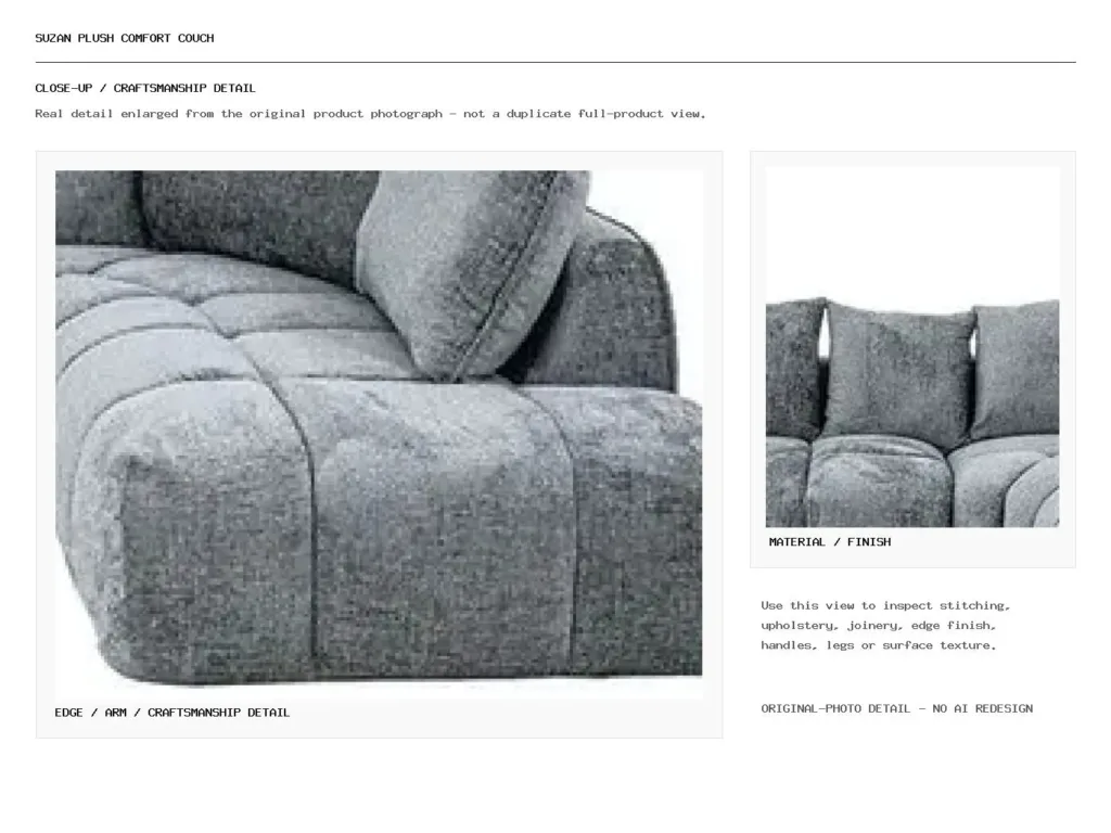 Suzan Plush Comfort Couch Closeup