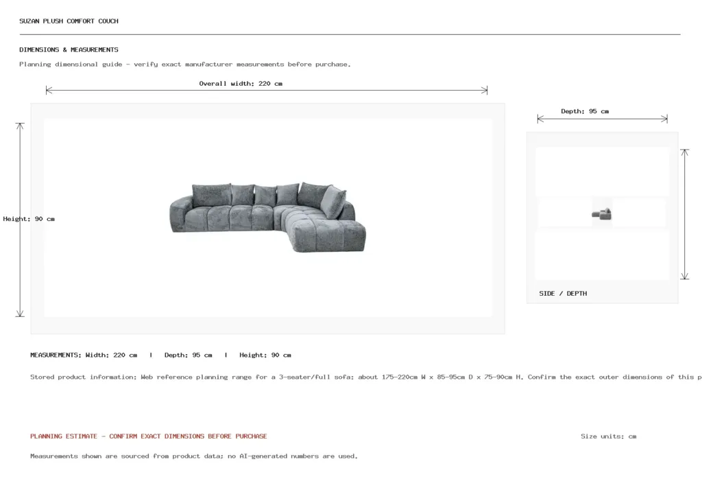Suzan Plush Comfort Couch Dimension