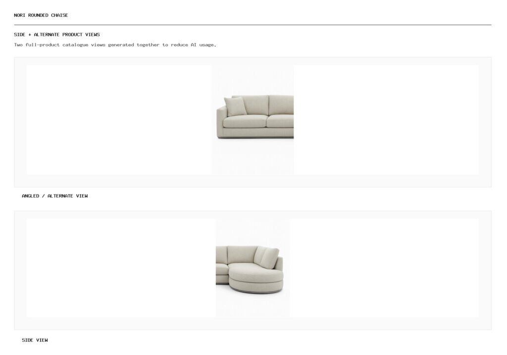 Nori Rounded Chaise angled alternate and side product views