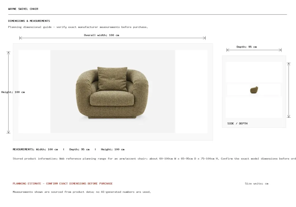 Wayne Swivel chair Dimension