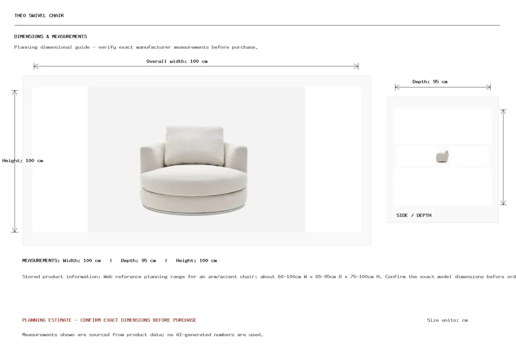 Theo Swivel Chair Dimension