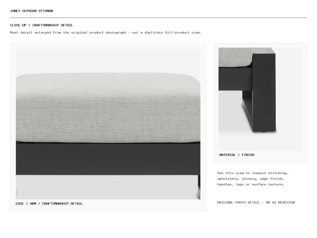 Jones Outdoor Ottoman Closeup