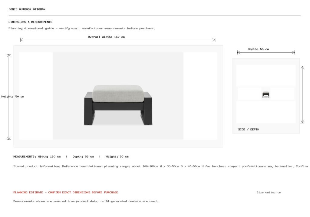 Jones Outdoor Ottoman Dimension