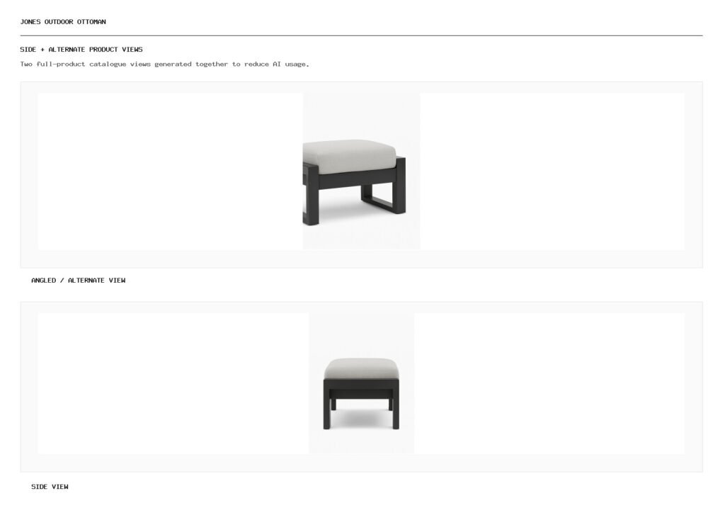 Jones Outdoor Ottoman angled alternate and side product views