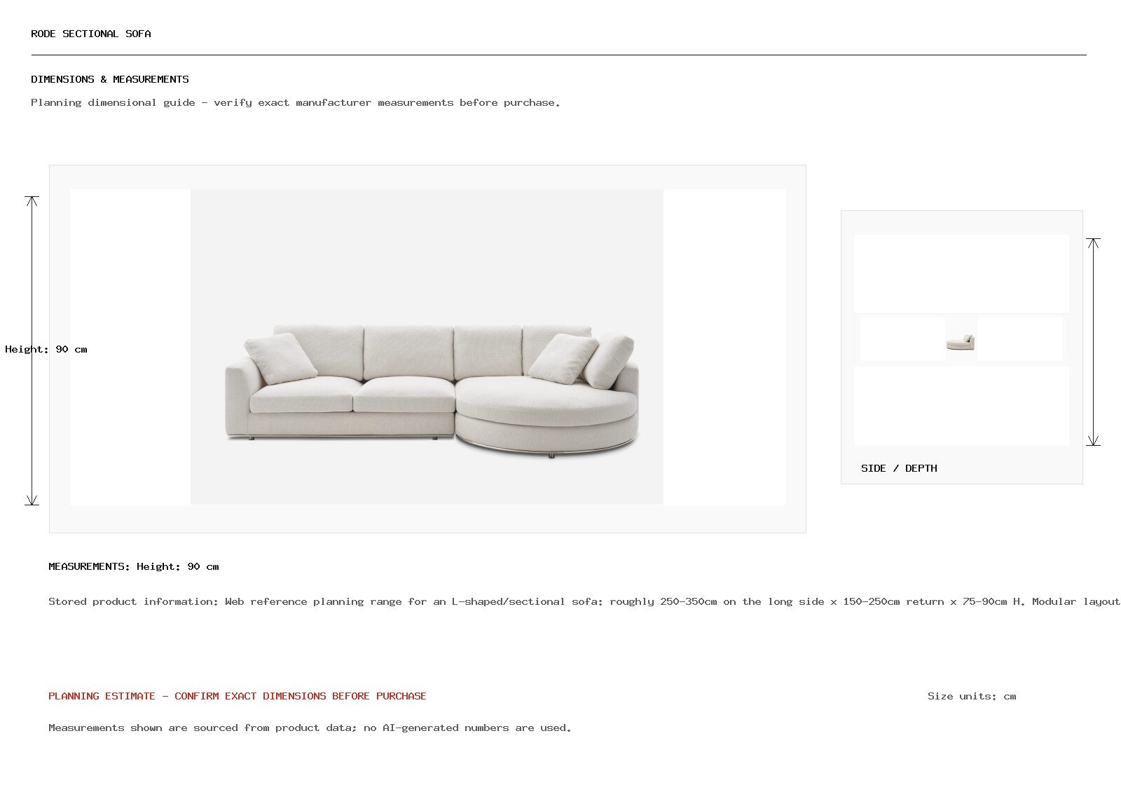 Rode Sectional Sofa Dimension
