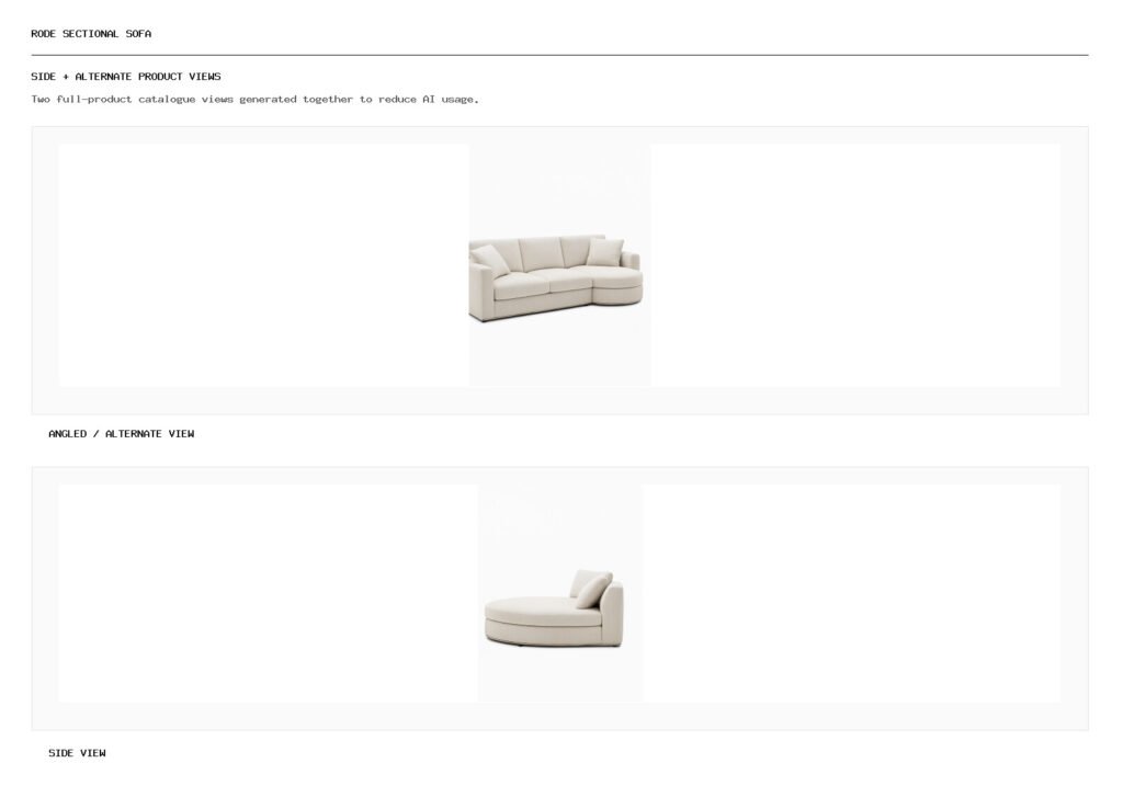 Rode Sectional Sofa angled alternate and side product views
