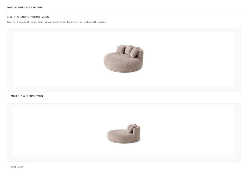 SANDY PLEATED LAZY DAYBED angled alternate and side product views