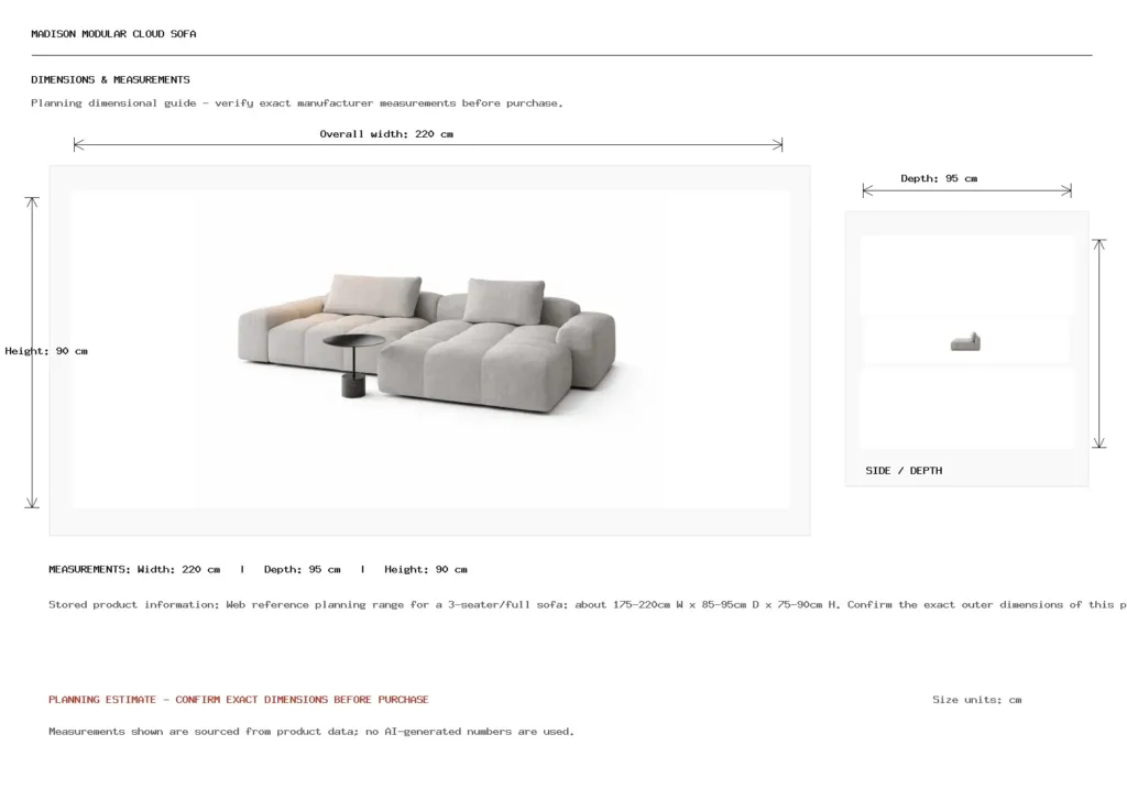 Madison Modular Cloud Sofa Dimension