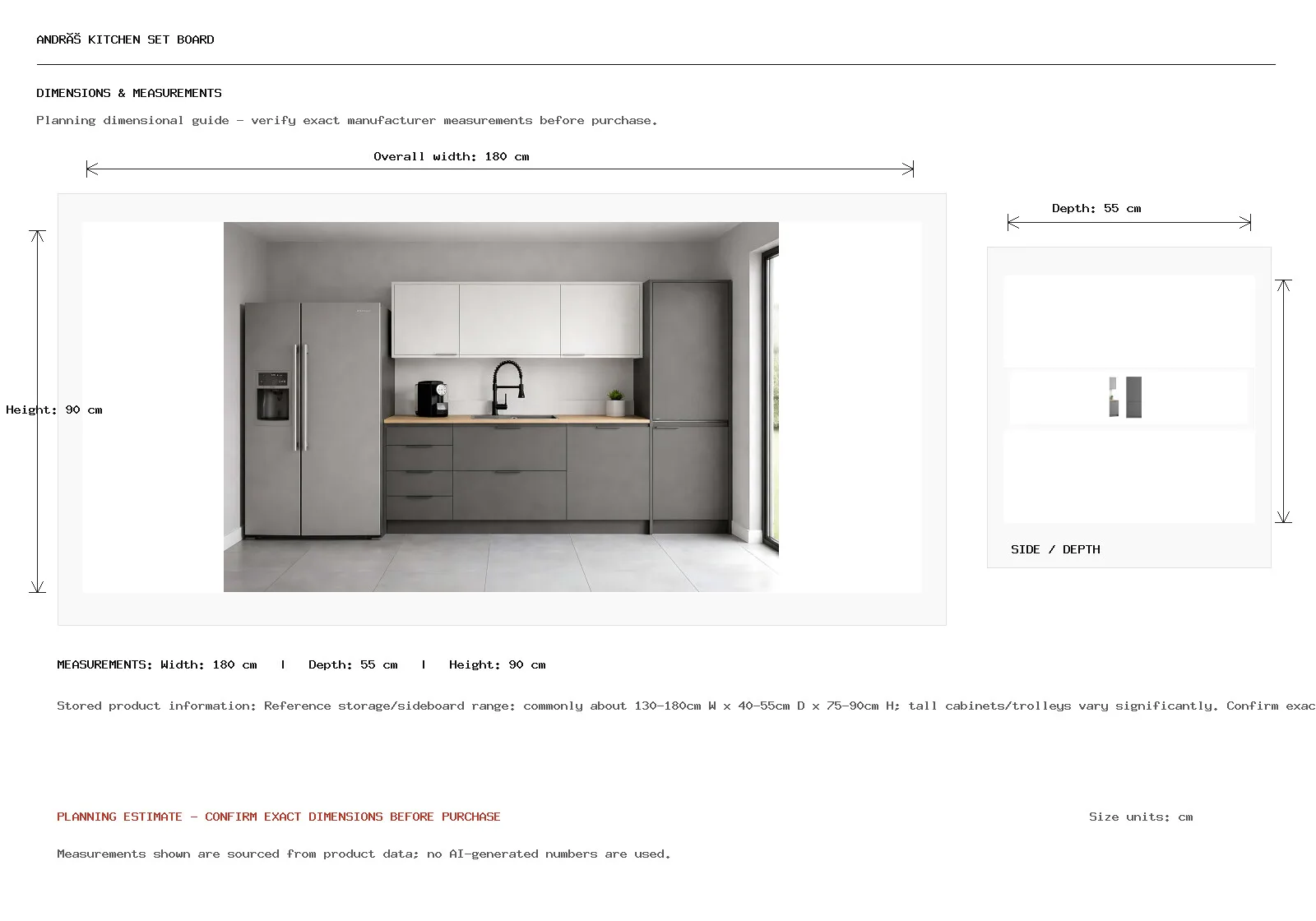 André Kitchen Set Board Dimension