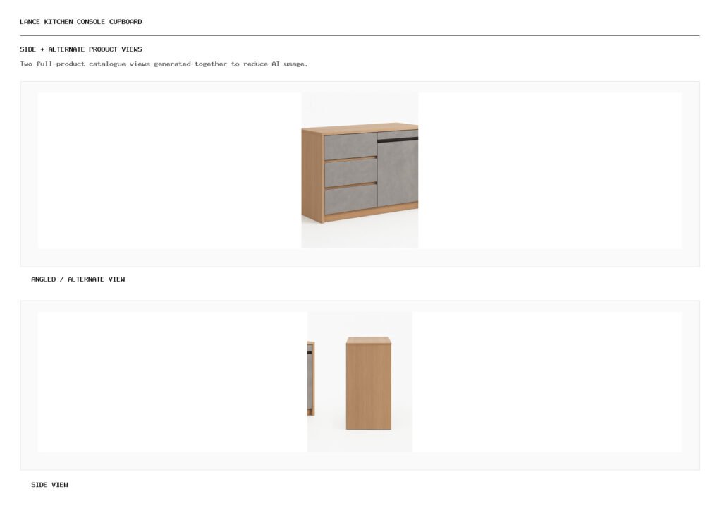 Lance Kitchen Console Cupboard angled alternate and side product views