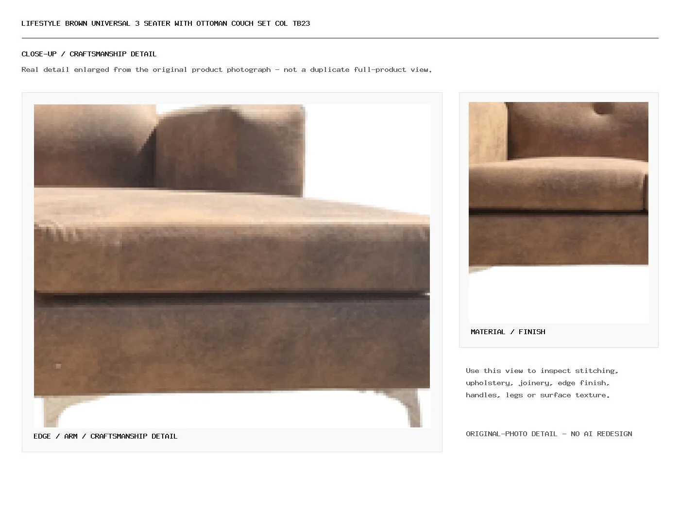 Lifestyle Brown Universal 3 Seater With Ottoman Couch Set Col Tb23 Closeup