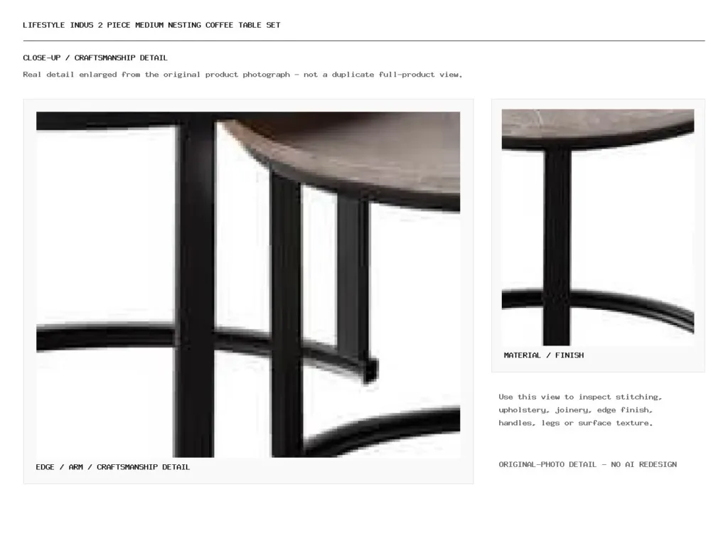 Lifestyle Indus 2 Piece Medium Nesting Coffee Table Set Closeup
