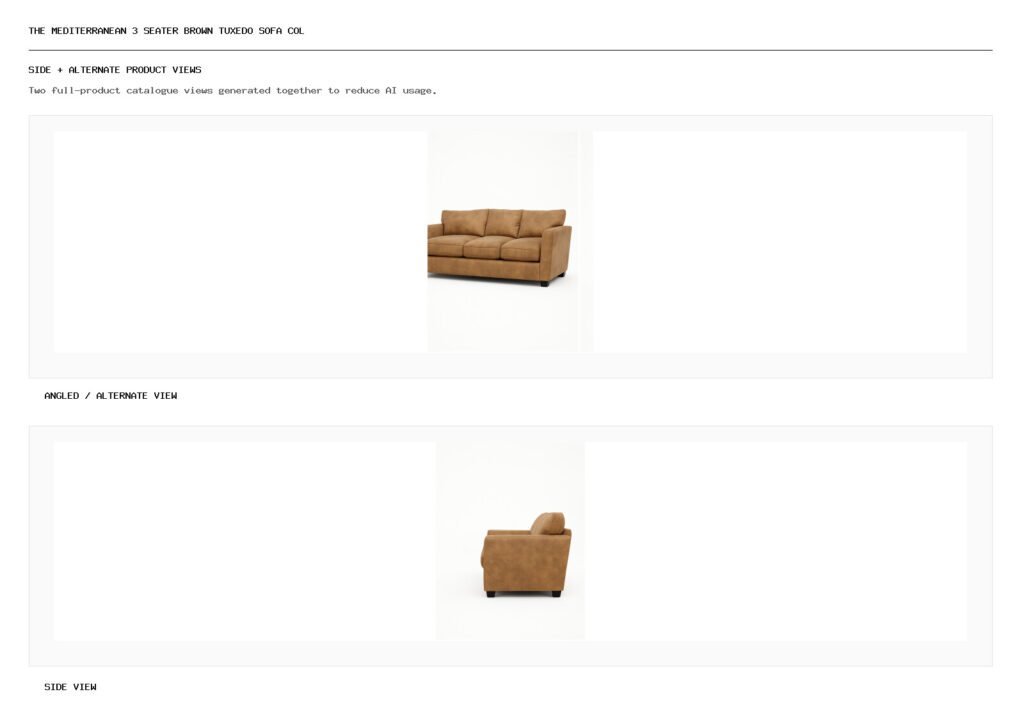 The Mediterranean 3 Seater Brown Tuxedo Sofa Col angled alternate and side product views