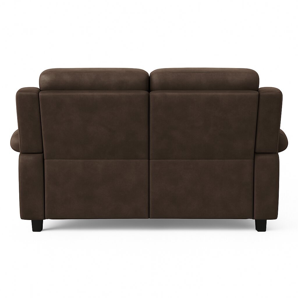Dark Brown Buffalo Suede Material Two Seater Recliner Couch Sofa Rear